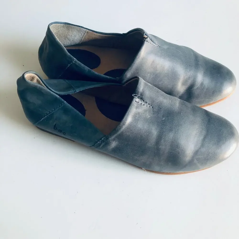 BOC 'Suree' Women's 7 Blue Leather Slip On Comfort Loafer Flat Shoe